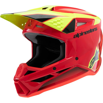 ALPINESTARS Youth SM3 Helmet - Fray - Gloss Red/Yellow Fluo/Black - Small 8301625-3051-YS