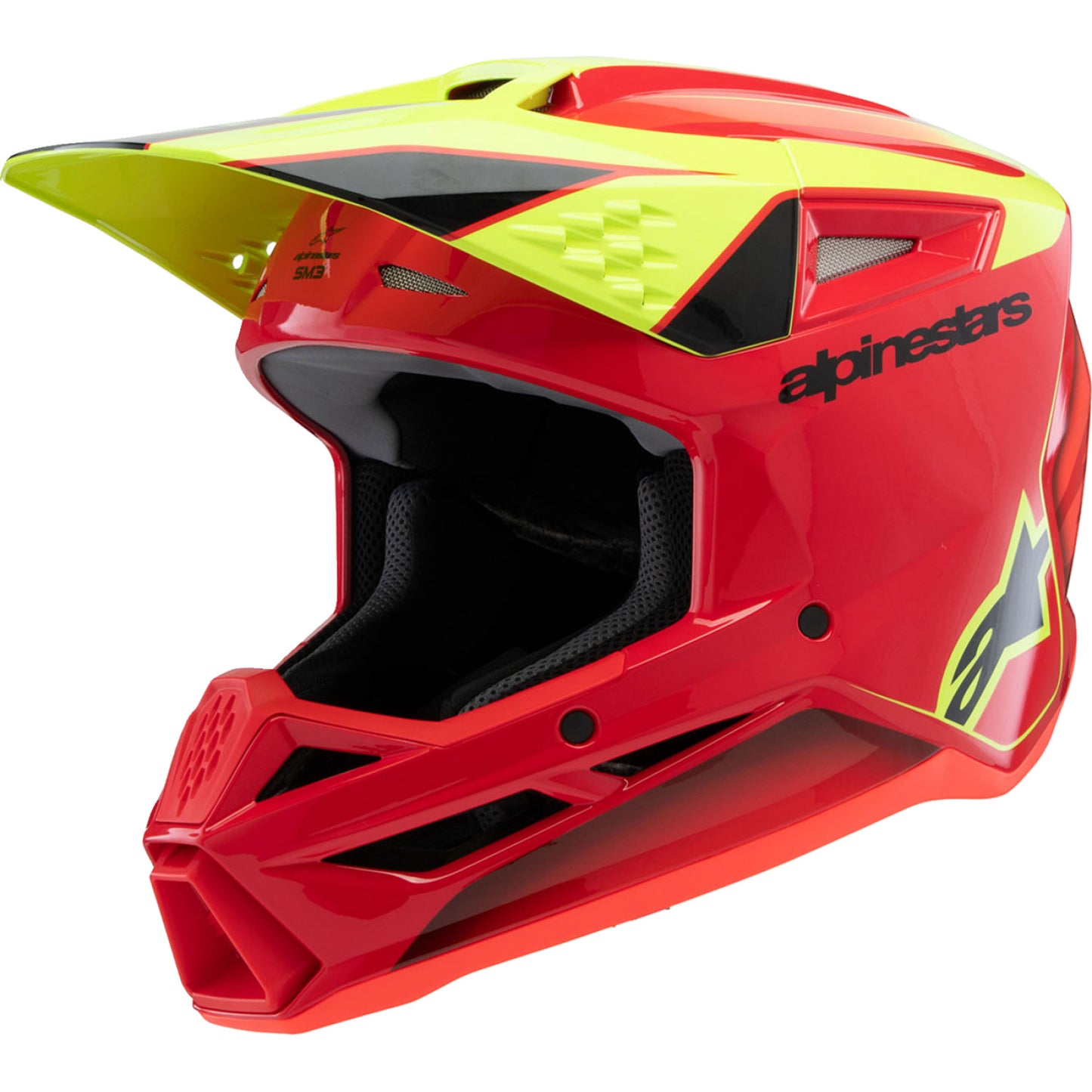 ALPINESTARS Youth SM3 Helmet - Fray - Gloss Red/Yellow Fluo/Black - Large 8301625-3051-YL