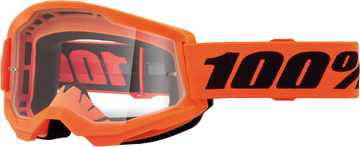 100% Strata 2 Junior Goggle Neon Orange Clear Lens