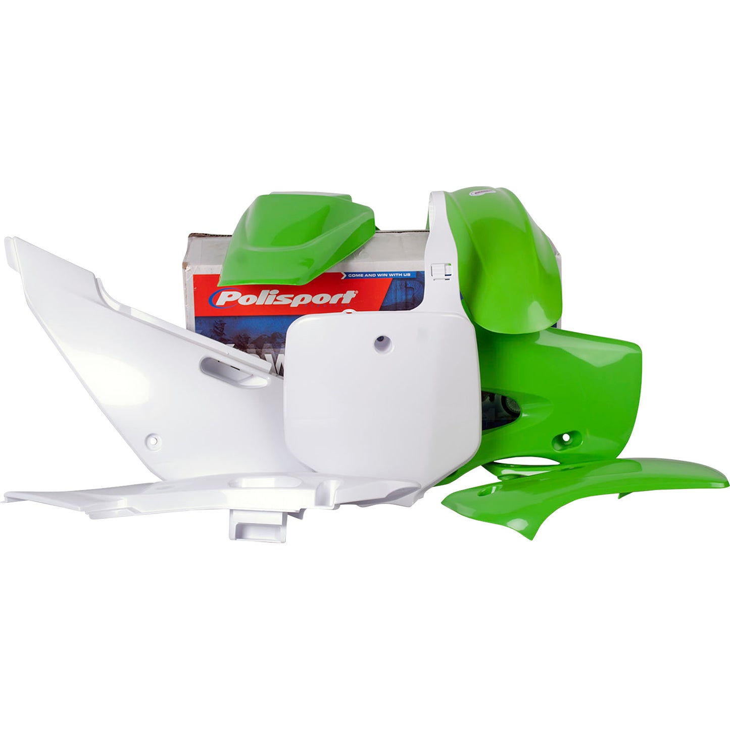 POLISPORT Body Kit - Complete - OEM Green/White - KLX 110 90056 by Polisport