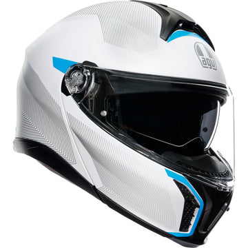 AGV Tourmodular Helmet - Frequency - Light Gray/Blue - Large 211251F2OY00614 | Street Full Face Modular Helmet