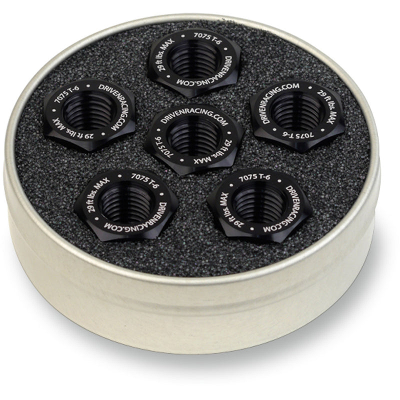 DRIVEN RACING Aluminum Sprocket Nuts - Black - M10 x 1.0 DSN6BK