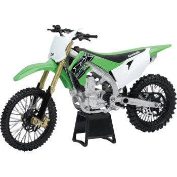 2019 Kawasaki KX450
model dirt bike on a stand with a white background