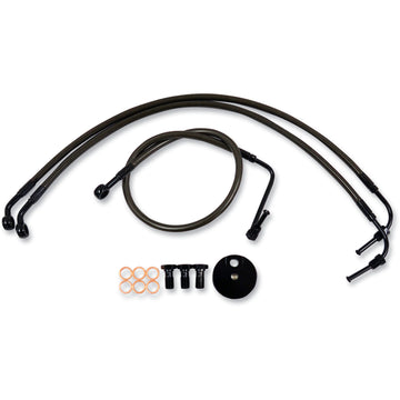 LA Choppers Brake Lines - 15" - 17" Ape Hanger Handlebars - Midnight LA-8230B16M