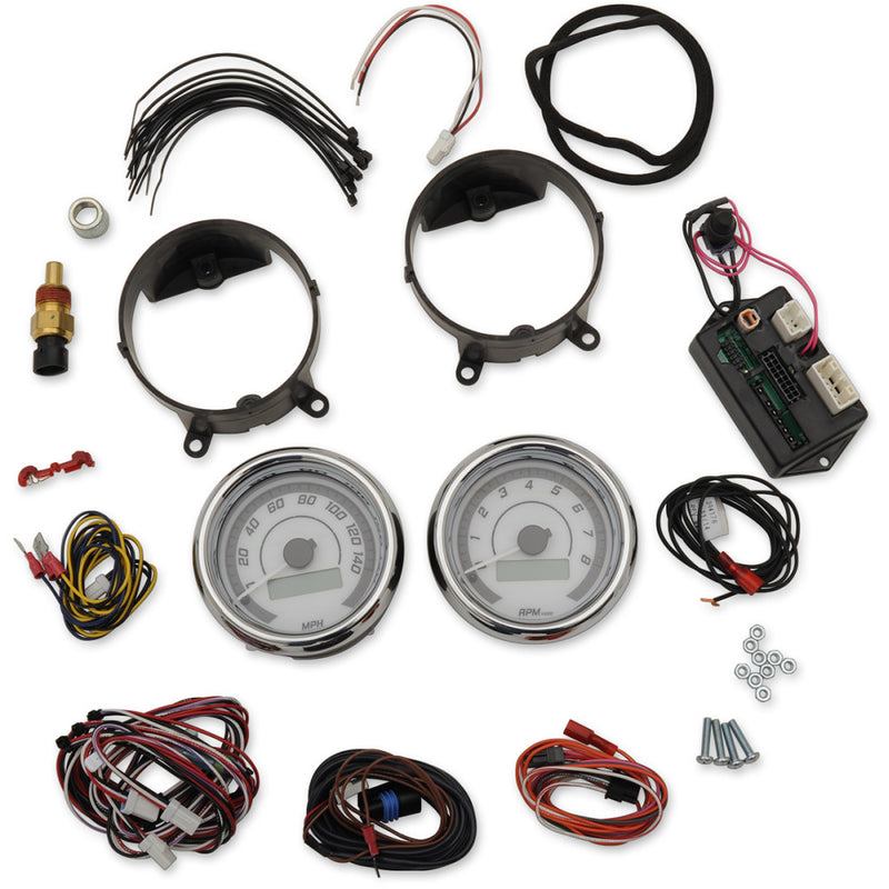 Dakota Digital MVX-8K Series Analog/Digital 2-Gauge Kit - Chrome Bezel - White Face with Black Background MVX-8200-WK-C