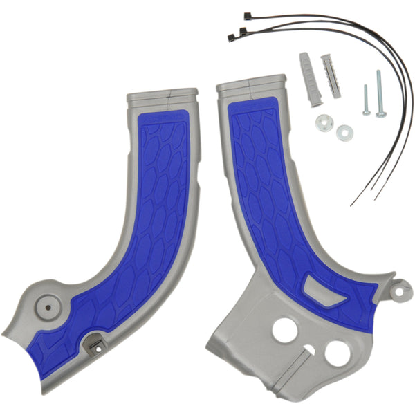 Acerbis X-Grip Frame Guards - Silver/Blue - YZ 250F/450F 2374261404