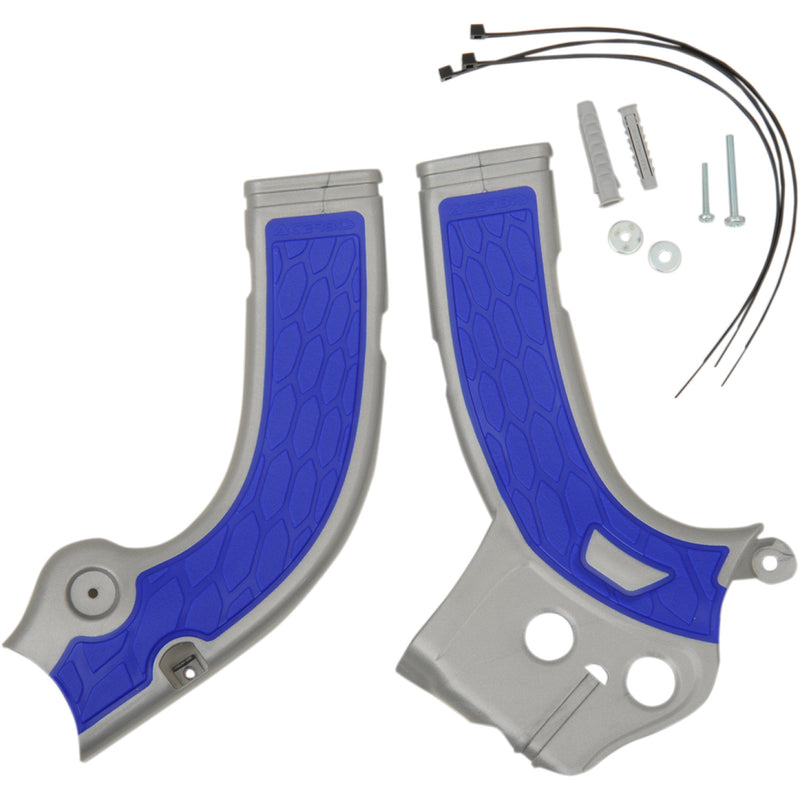 Acerbis X-Grip Frame Guards - Silver/Blue - YZ 250F/450F 2374261404