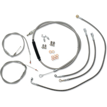 LA Choppers Handlebar Cable/Brake Line Kit - 15" - 17" Ape Hanger Handlebars - Stainless Steel LA-8122KT-16