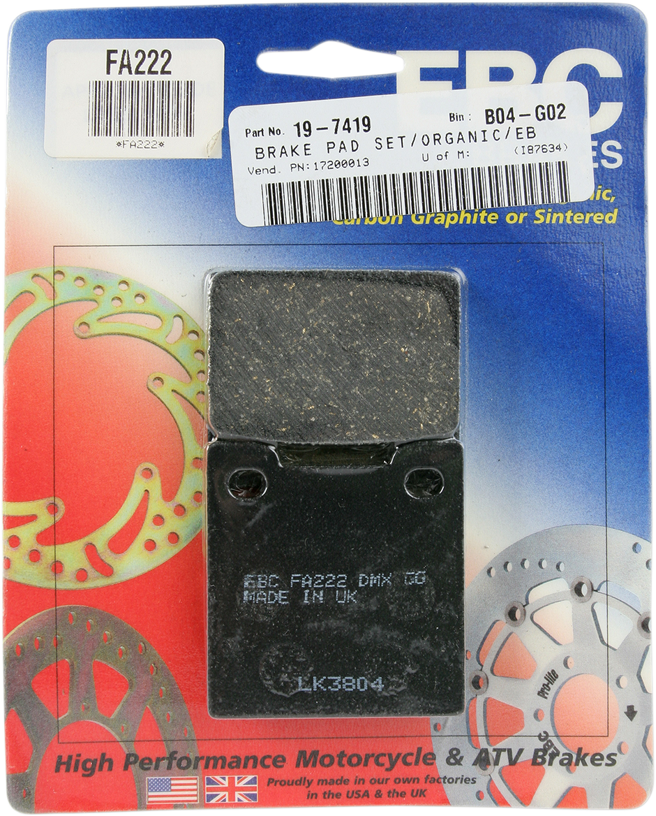 EBC Organic Brake Pads FA222