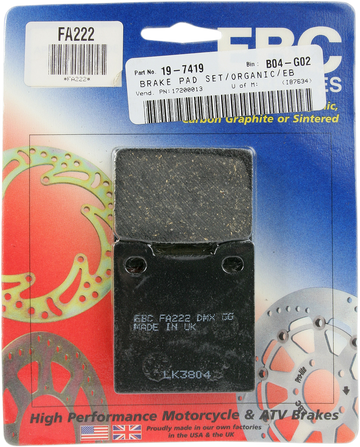 EBC Organic Brake Pads FA222