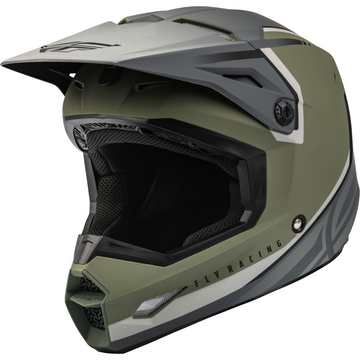 Fly Racing Kinetic Vision Helmet Matte Olive Green/Grey 2XL by SistersMoto