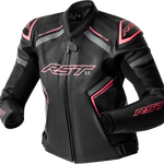 RST Women's S1 D3O Leather CE Jacket - Black/Fluro Pink - 3XL
