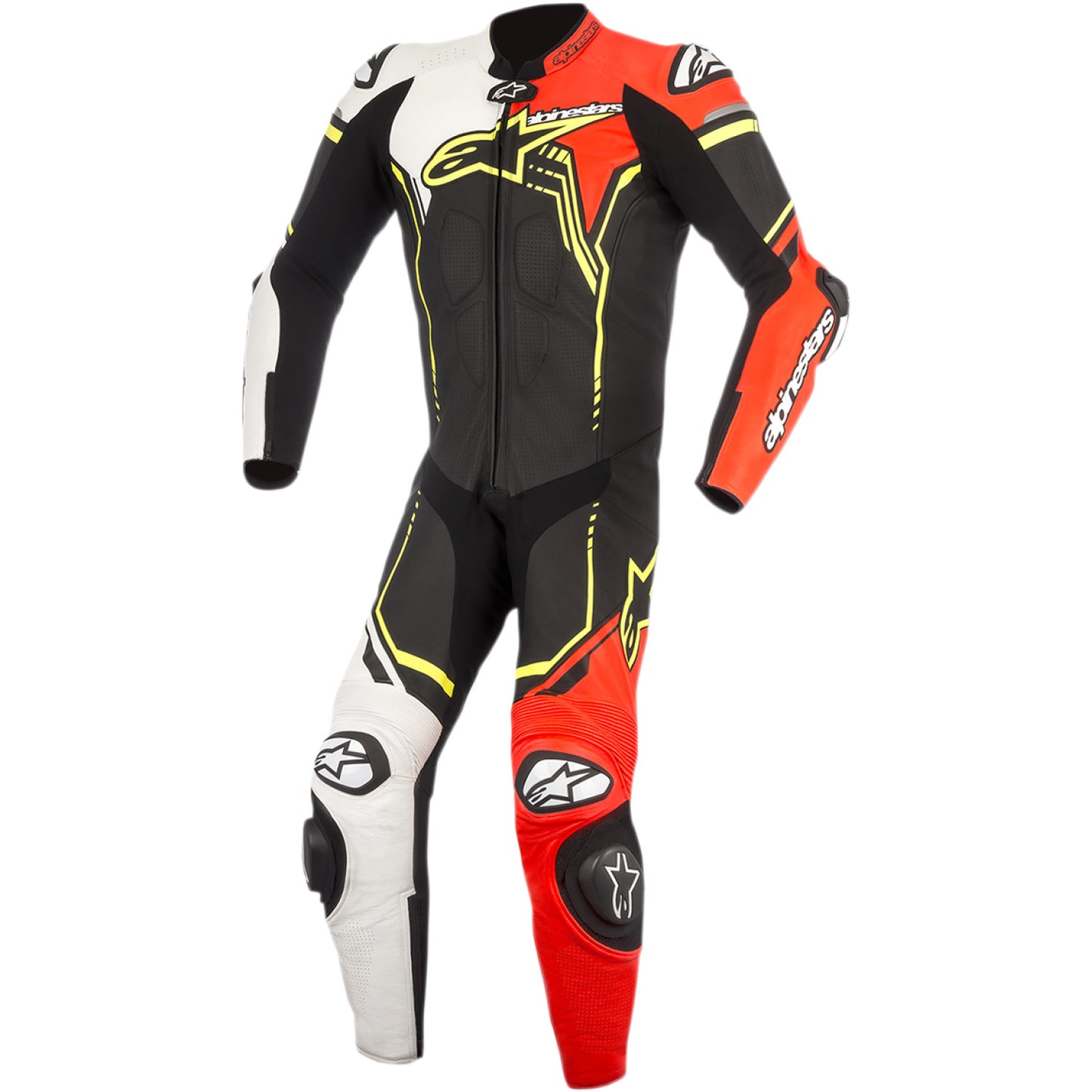 ALPINESTARS GP Plus v2 1-Piece Leather Suit - Black/White/Red Fluorescent/Yellow Fluorescent - US 44 / EU 54 3150518-1236-54