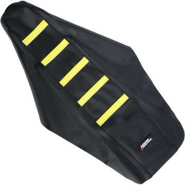Moose Racing Ribbed Seat Cover - Black Cover/Yellow Ribs - Suzuki RM12501-331RT