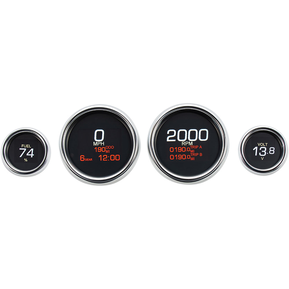 Dakota Digital MLX 4-Gauge Instrument Kit - Chrome Bezel MLX-8496