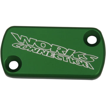 WORKS CONNECTION Anodized Billet Aluminum Front Brake Reservoir Cover - Green 21-110
