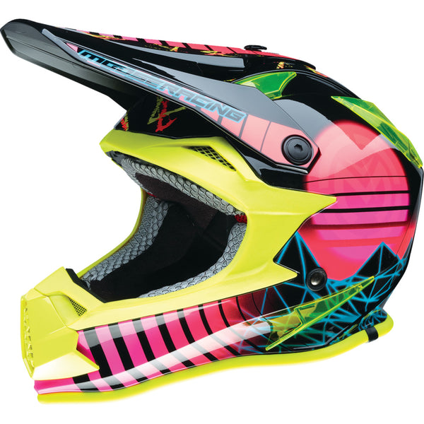 Moose Offroad Youth F.I. Helmet - Vaporwave - MIPS? - Black/Pink/Yellow - Small 0111-1614