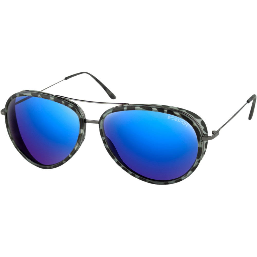 BOBSTER Ice Sunglasses - Matte Gray Tortoise Gunmetal - Brown HD Blue Mirror Lens BICE102HD