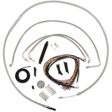 LA Choppers Handlebar Cable/Brake Line Kit - Complete - 15" - 17" Handlebars - Stainless LA-8012KT2-16