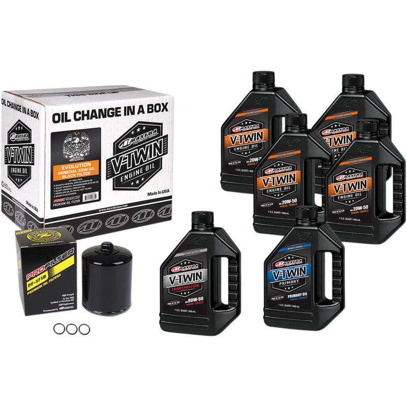 Maxima Racing Oil Evolution Mineral 20W-50 Oil Change Kit - Black Filter 90-069016PB