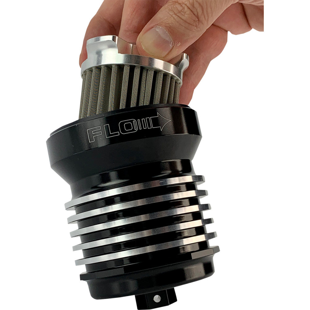 PC RACING Flo? "Spin-On" Oil Filter - Black with Cooling Fins PCS1BC