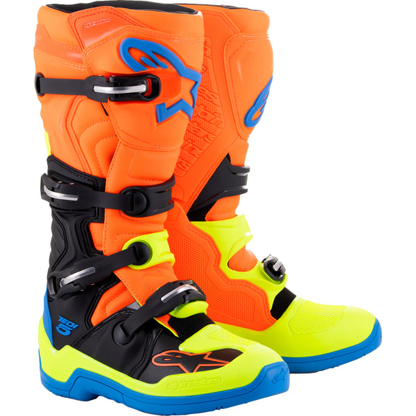 Alpinestars Tech 5 Boots - Orange Fluorescent/Blue/Yellow Fluorescent - US 12 2015015-4755-12