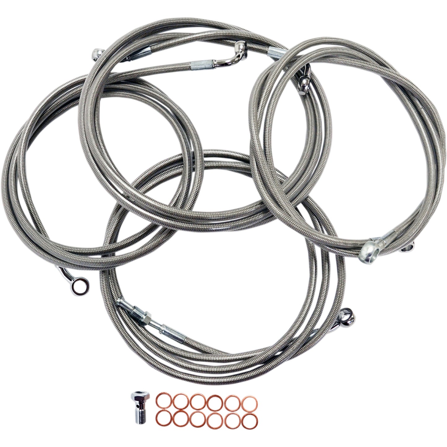 LA Choppers Handlebar Cable/Brake Line Kit - 15" - 17" Ape Hanger Handlebars - Stainless Steel LA-8052KT-16