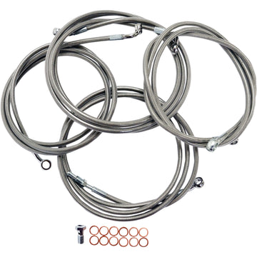 LA Choppers Handlebar Cable/Brake Line Kit - 15" - 17" Ape Hanger Handlebars - Stainless Steel LA-8052KT-16