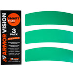 Armor Vision smart film packaging with three green film strips on a white background