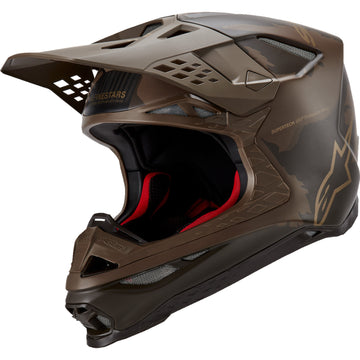 ALPINESTARS Supertech M10 Helmet - Squad - MIPS? - Dark Brown/Gold - Medium 8302823-839-MD