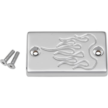 BARON Master Cylinder Cover - Flame - Suzuki - Chrome BA-7686-03