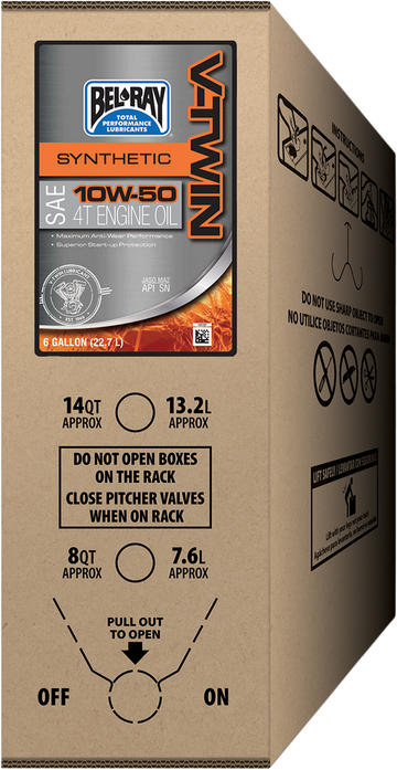 Bel-Ray V-Twin Synthetic Oil - 10W-50 - 6 U.S. gal. - Bag-In-Box 301390150033