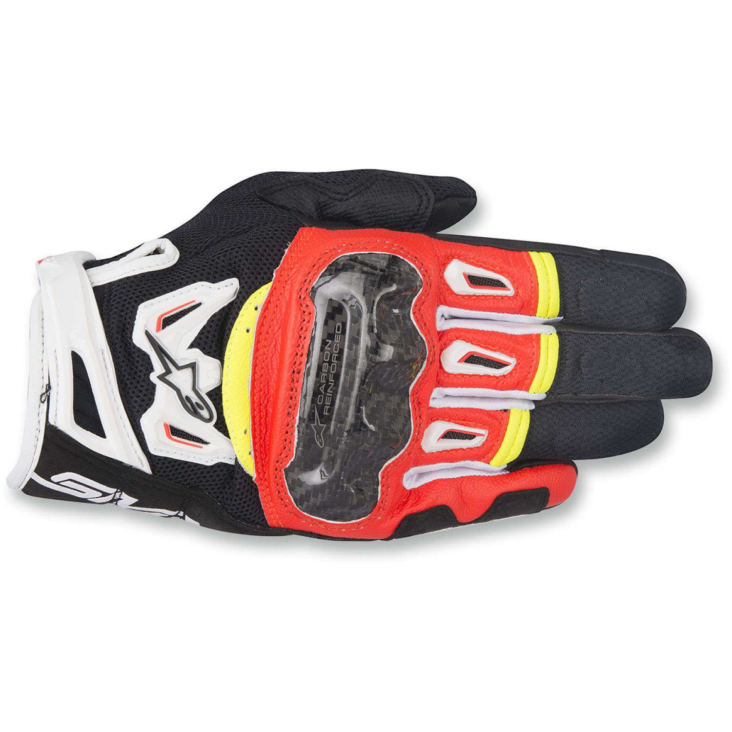 ALPINESTARS SMX-2 Air Carbon V2 Gloves - Black/Fluo Red/White/Fluo Yellow - Small 3567717-1325-S