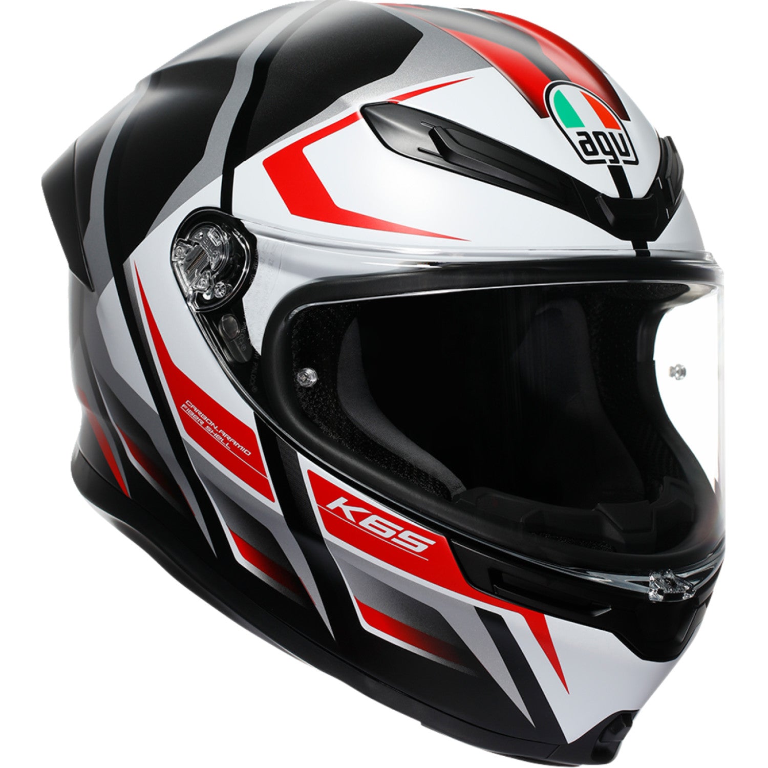 AGV K6 S Helmet - Karve - Matte Black/White/Red - Small 2118395002-025-S | Street Full Face Adult Helmet