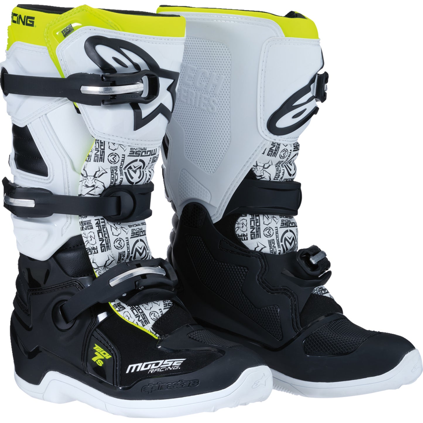 Moose Racing Youth Tech 7S Boots - Black/White/Yellow - US 3 0215024-125-3