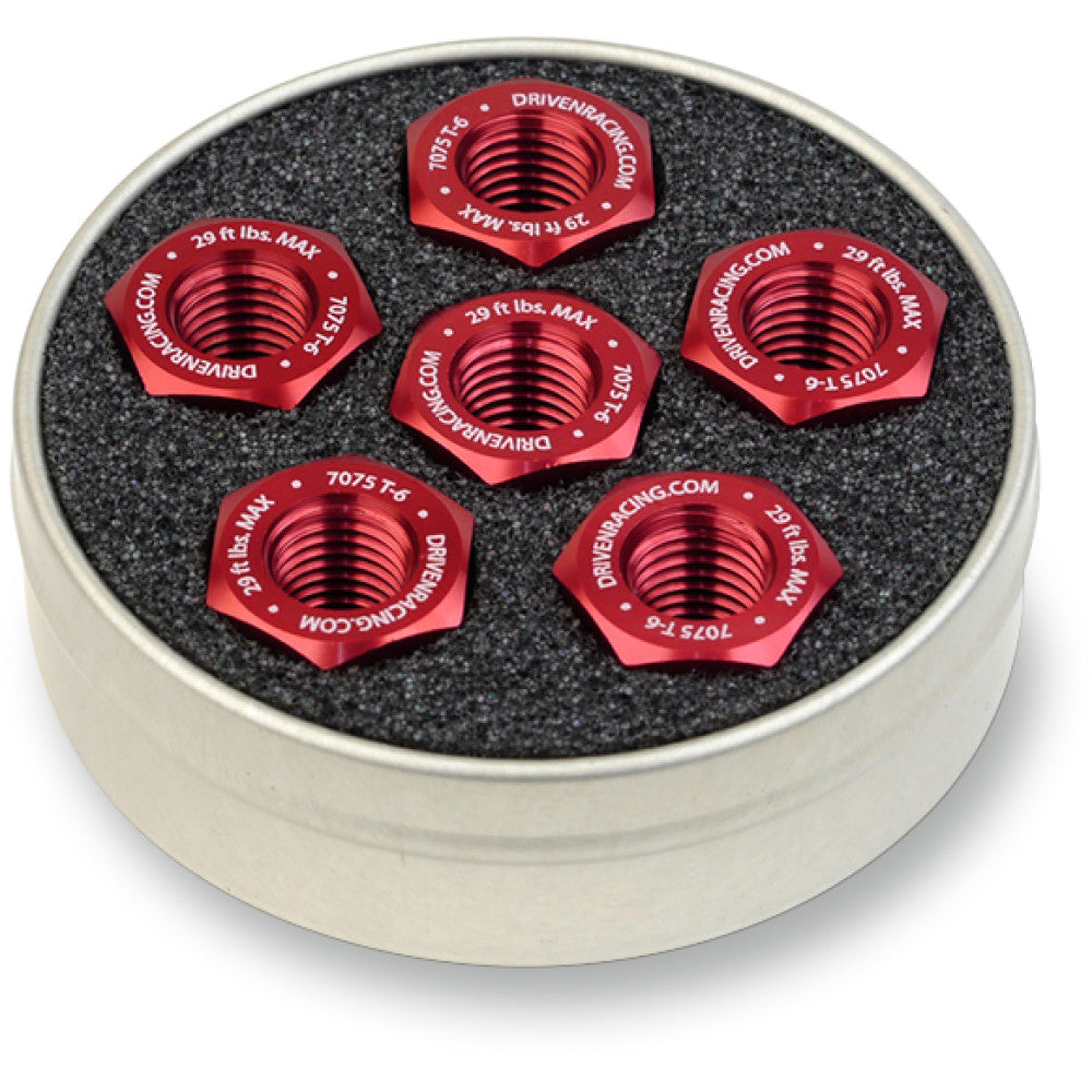 DRIVEN RACING Aluminum Sprocket Nuts - Red - M10 x 1.0 DSN6RD