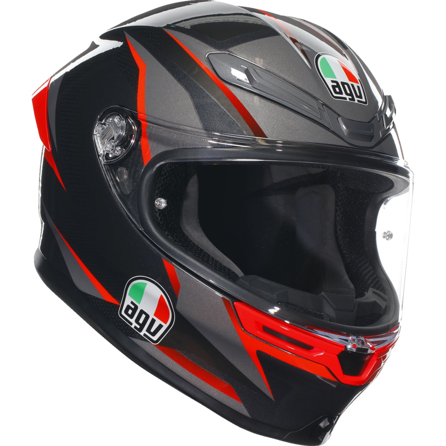 AGV K6 S Helmet - Slashcut - Black/Gray/Red - Small 2118395002014S | Street Full Face Adult Helmet