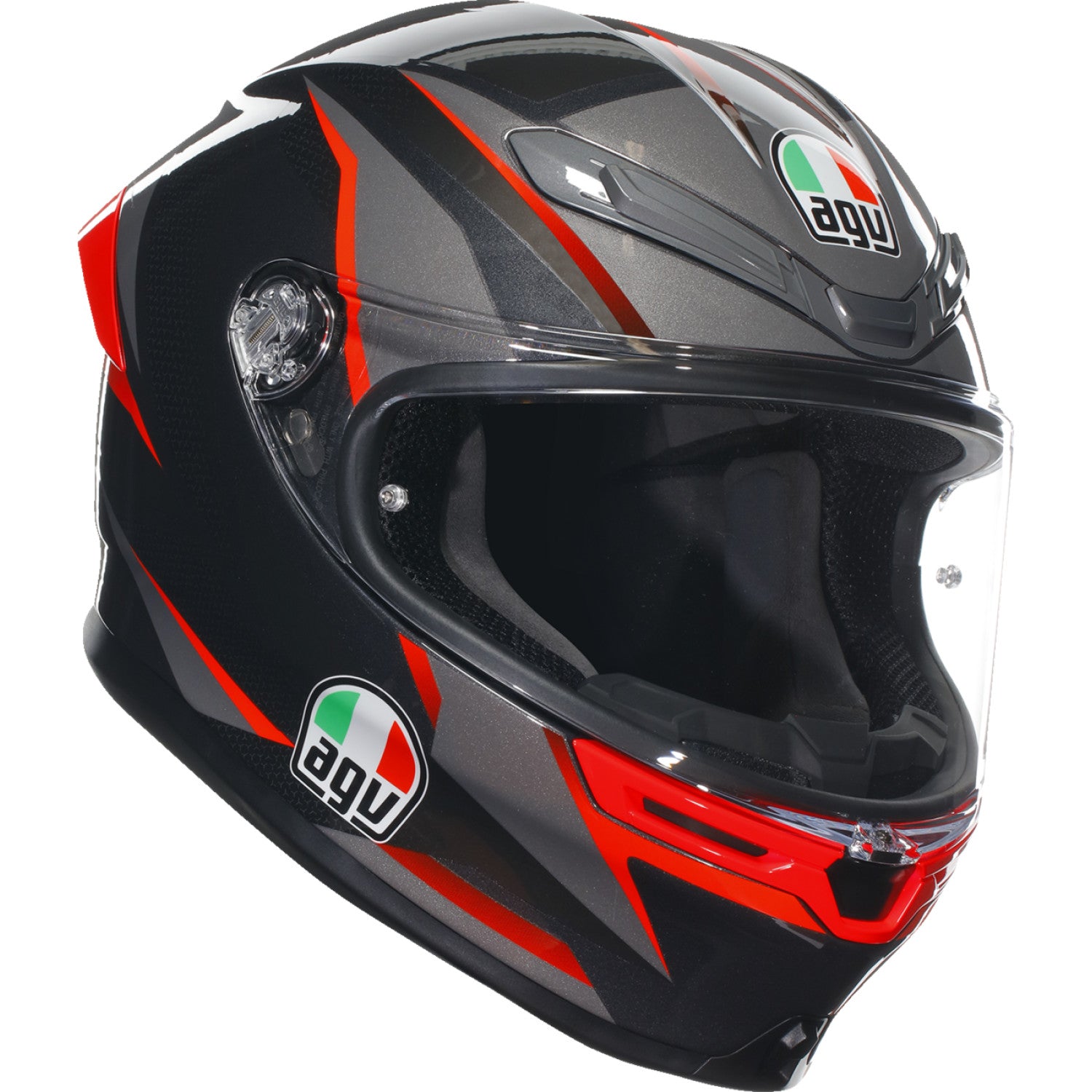 AGV K6 S Helmet - Slashcut - Black/Gray/Red - Medium 2118395002014M | Street Full Face Adult Helmet