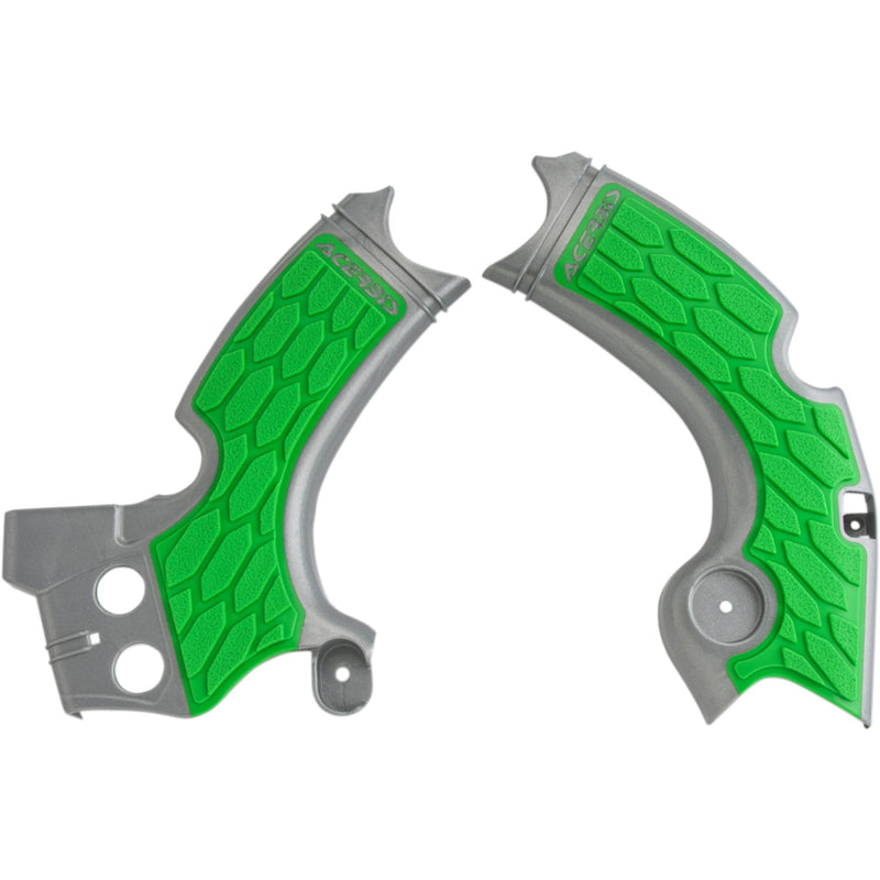 Acerbis X-Grip Frame Guards - Silver/Green - KX 250 F 2657591417