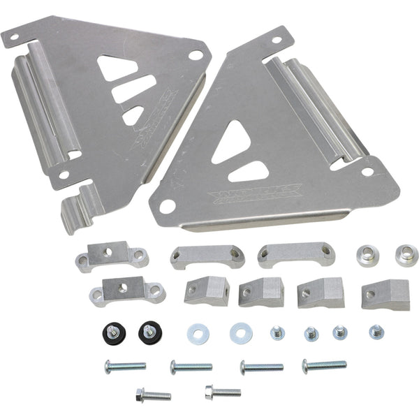 Works Connection Radiator Brace Set - Silver - Kawasaki 18-198