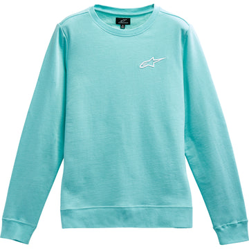 ALPINESTARS Women's Ageless Crew Fleece - Light Aqua/White - Large 1232518207226L