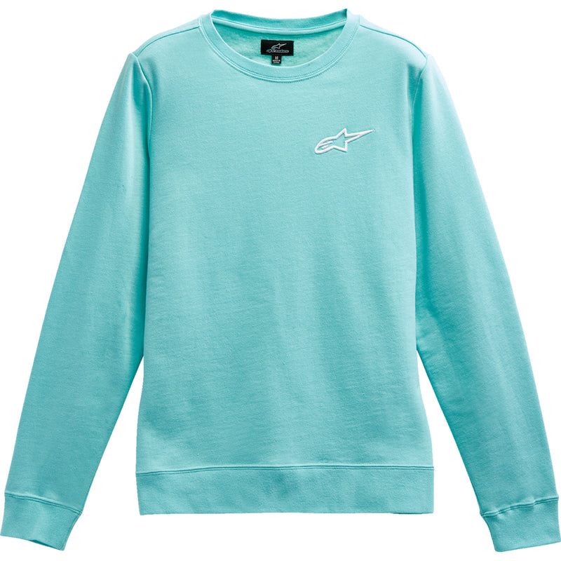 ALPINESTARS Women's Ageless Crew Fleece - Light Aqua/White - Large 1232518207226L