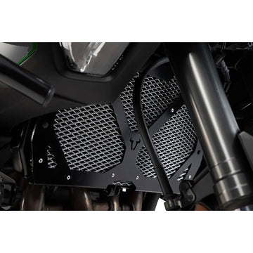 SW-Motech Radiator Guard - Black/Silver - Kawasaki KLS.08.922.10000 | Radiator Dress Up Parts