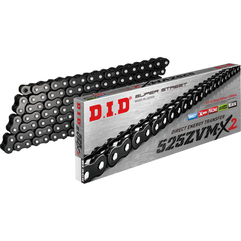 DID 525 ZVM-X2 - Drive Chain - 120 Links - Black 525ZVMX2B120 | Drive Chain   X'ring Types