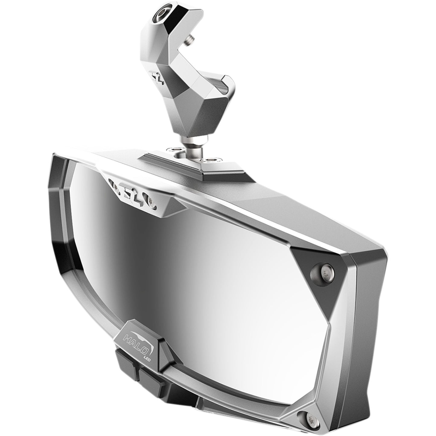 SEIZMIK Mirror - Halo R - Rear View w/LED Cabin Light - Rectangle - Silver w/Silver Bezel - Polaris Pro-Fit 56-18021
