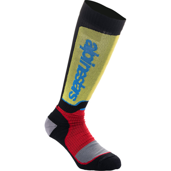 Alpinestars Youth MX Plus Socks - Black/White/Yellow/Blue - Medium/Large 4742324-1212-ML