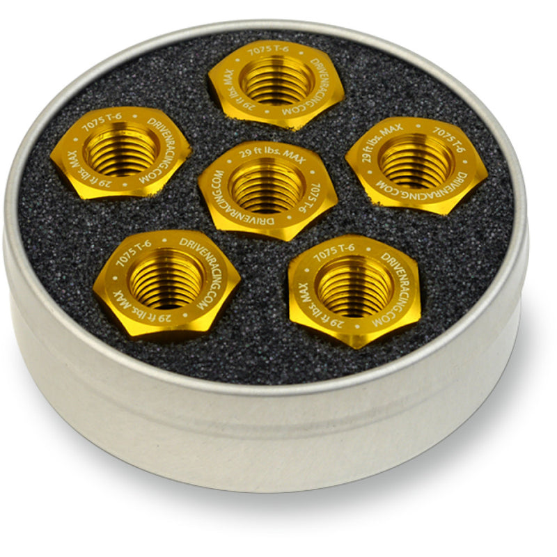 DRIVEN RACING Aluminum Sprocket Nuts - Gold - M10 x 1.0 DSN6GD