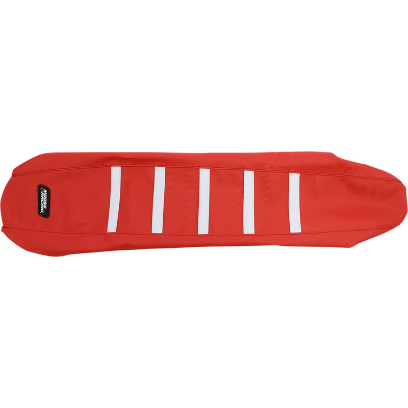 Moose Racing Ribbed Seat Cover - Red Cover/White Ribs - Gas Gas GAS21-331