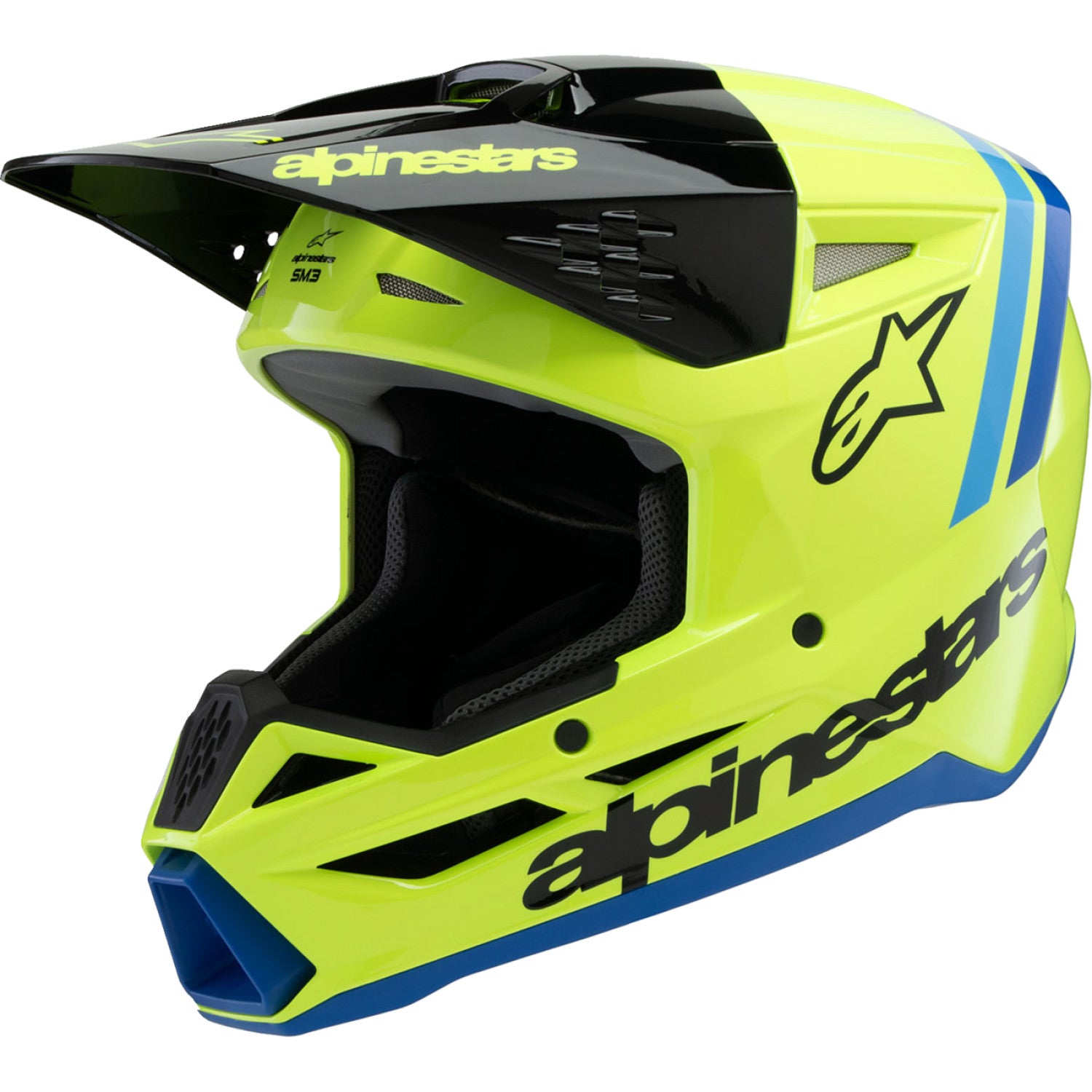 ALPINESTARS Youth SM3 Helmet - Radium - Gloss Yellow Fluo/Black/Blue - Small 8301825-5017-YS