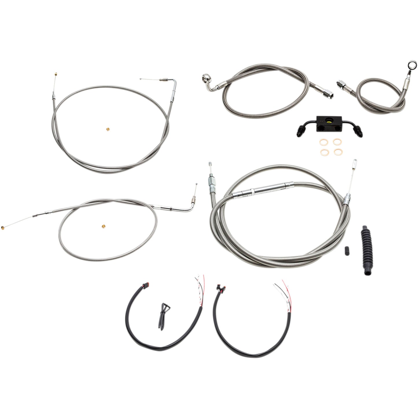 LA Choppers Handlebar Cable/Brake Line Kit - Complete - Mini Handlebars - Stainless LA-8321KT2-08